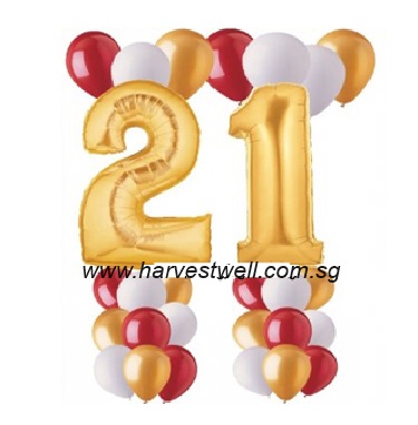 21st Gold Birthday Balloon Value Package